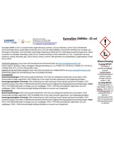 Epoxylijm DM90S Extra snel - Etiket super transparant (25ml)
